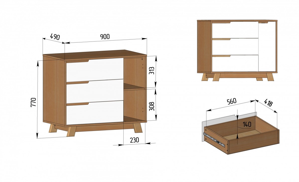 קומוד מנהטן אפור לבן. – תמונה 4