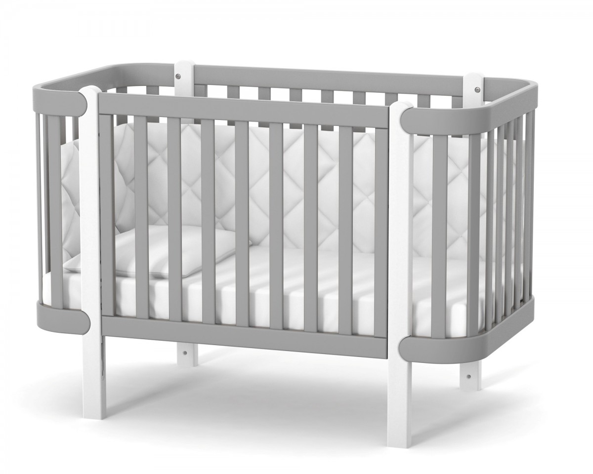 מיטת תינוקות מונקו לבן-גרפיט