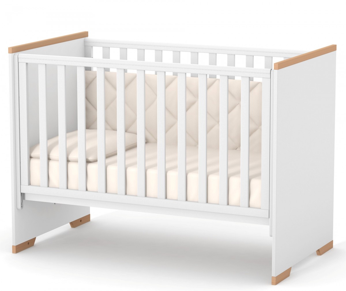 מיטת תינוקות סיאטל לבנה-כתובה.