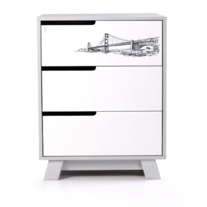 קומוד מנהטן טאטו סלים לבן אפור