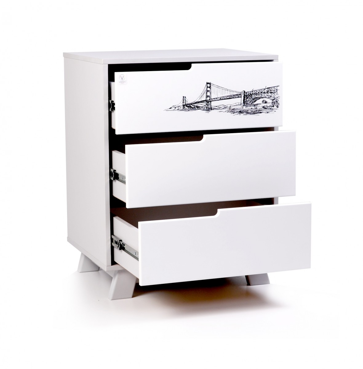 קומוד מנהטן טאטו סלים לבן אפור – תמונה 2