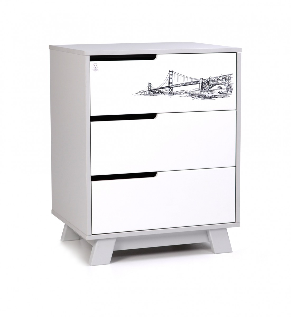 קומוד מנהטן טאטו סלים לבן אפור – תמונה 3