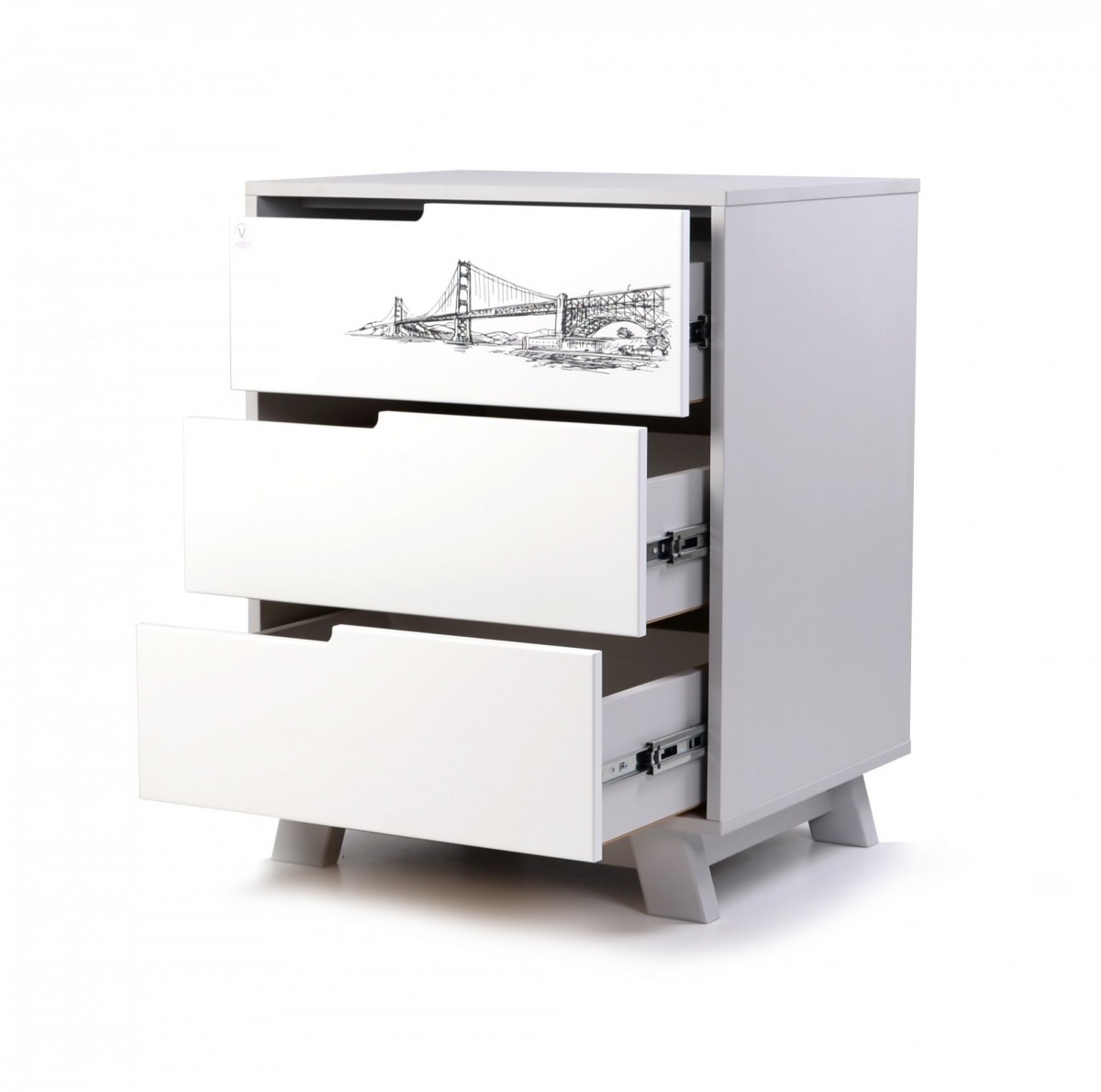 קומוד מנהטן טאטו סלים לבן אפור – תמונה 4